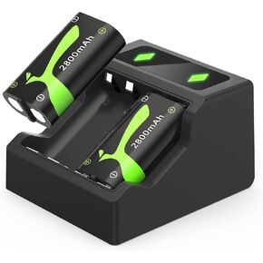 Rechargeable Battery Pack for Xbox One X/S/Elite|Series X/S Controller,Charger Station with 2pcs 2800mAh High Capacity Battery Kit and Fast Charging Cable(Gray)