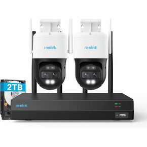 REOLINK 4K PTZ Wi-Fi 6 Cam System with Auto-Zoom Tracking, 6X Hybrid Zoom, 360° Coverage, 2.4/5 GHz Wi-Fi, Spotlight Color Night Vision, AI Detection, No Monthly Fees, 2TB HDD NVR, RLK12-800WTM2
