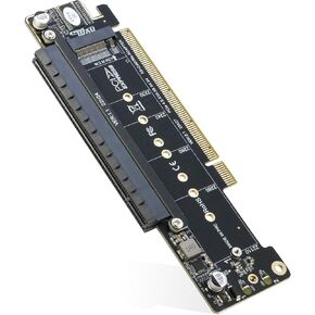 RIITOP Dual NVMe PCIe Adapter, PCIe 4.0 X16 to Dual NVMe and 1x More PCIe x16 (x8 Signal) Adapter for 22110/2280/2260/2242/2230 M.2 NVMe SSD (PCI-e Bifurcation Required)