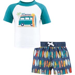 Hudson Baby Unisex Baby Swim Rashguard Set, Gone Surfing, 12-18 Months