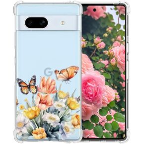 YEPO for Google Pixel 7A Case Clear Flower, Shockproof TPU Protective Bumper Fashion Design Cell Phone Cases Cover for Google Pixel 7A in Kuwait