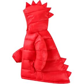 HILEELANG Baby Toddler Boy Girl Winter Dinosaur Hooded Puffer Jackets Coats Warm Zip-UP Padded Outerwear