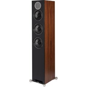 ELAC Debut Reference Floor Standing Speaker, Walnut or Oak Single Tower Speaker for Home Theater, Black Baffle with Walnut Sides