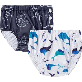 Durio 2Pcs Reusable Swim Diapers for Baby, Toddler, Newborn - Washable Water Diapers for Swimming - 01 Marine Life 2T-3T
