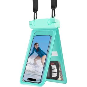 حقيبة هاتف مقاومة للماء، حافظة هاتف خلوي مزدوجة المساحة IPX8 لهاتف iPhone 15 14 13 Pro Max Plus Samsung Galaxy S23 S22 Ultra، حبل قابل للفصل، أساسيات سفينة الرحلات البحرية (أخضر فاتح)