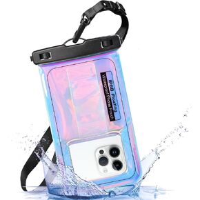 Waterproof Phone Pouch Floating - Waterproof Phone Case- Float Cell Phone Dry Bag for iPhone 15 14 13 12 11 Pro Max, Galaxy S24 S23 S22 Ultra Google, Up to 7.5" Phones -Dazzling Colorful Purple