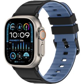 Tasikar Bands Compatible with Apple Watch Band 49mm 45mm 44mm 42mm Men Women Soft Silicone Breathable Replacement Bands Compatible with Apple Watch Ultra SE Series 9 8 7 6 5 4 3 2 1,Or-Bk