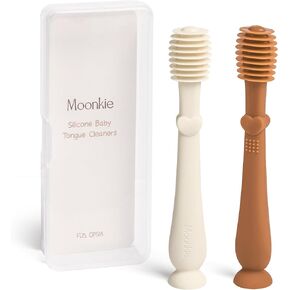 Moonkie Baby Tongue Cleaner, Toddler Toothbrush, Baby Oral Cleaner Newborn Kit for 3 Months+, 2 Pcs (Blush/Pale Mauve)