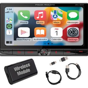 Wireless Apple CarPlay - Power Acoustik CPAA-70D10M - Wireless Android Auto, Touchscreen Bluetooth Car Stereo Receiver, 10.6" Floating Adjustable Screen Multimedia Receiver, Double Din DVD Radio