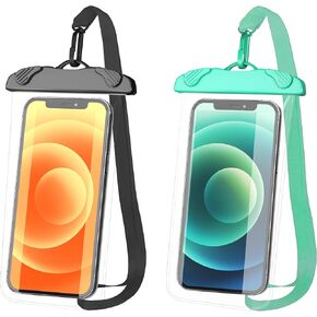 Waterproof Phone Pouch, 100% Waterproof Phone Case, CellPhone Dry Bag with Lanyard for iPhone 15 14 13 Pro Max Plus, Samsung, Pixel and Up to 7.7" - Beach Cruise Snorkeling Essential - 2 Pack