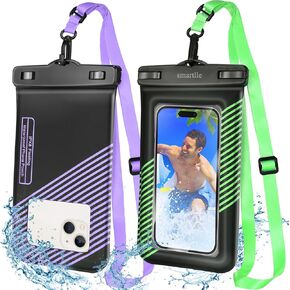 Floating Waterproof Phone Pouches Bags, IPX8 Floatable Cell Phone Water Protectors Cases 2 Pack w/Adjustable Neck Lanyard, for iPhone 15 14 13 Pro Max 12 11, for Galaxy S24 S23 Ultra 7"