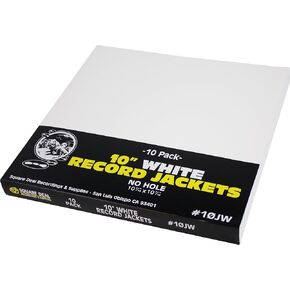 Square Deal Recordings & Supplies (10) 10" Record Jackets - White (Glossy Finish) - Without Center Hole