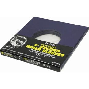 (25) 7" 45rpm Blue Vinyl Record Inner Sleeves - Archival Quality, Super Heavyweight 29# Paper with Hole - 07IWBL