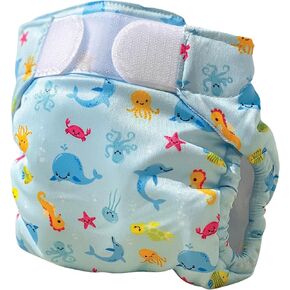 FREDS SWIM ACADEMY Unisex Blue Baby Reusable Swim Diapers (9 lb - 20 lb) a Pool & Beach Essential for Boys and Girls – Size 1