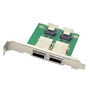 Cablecc Dual Ports Mini SAS HD SFF-8644 to Internal SAS HD SFF-8643 PCBA Female Adapter with Low Profile Bracket