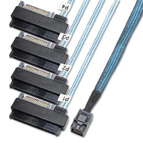 Storage Configurations Cable Mini SAS HDD SFF-8643 to 4 SFF-8482 with 15-pin Power Port Cord (2 Cables, 0.5 Meter / 1.6 Feet)