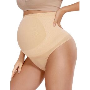 Peauty Women's Seamless Maternity Thong Underwear (S-3XL) - High Waisted No Panty Lines Shapewear for Dresses & Formal Wear