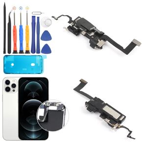 YWLRONG Earpiece Speaker for iPhone 12 Ear Speaker Replacement for iPhone 12 PRO Speaker Replacement Light Proximity Sensor Flex Cable Earphone Speaker Assembly with Tools