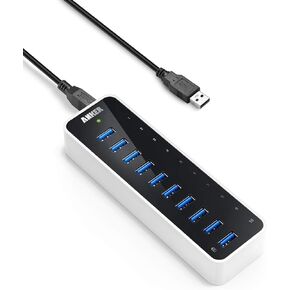 Anker USB A Hub، USB 3.0 Hub، 10 منافذ USB Hub لأجهزة الكمبيوتر المحمول والكمبيوتر الشخصي، لأجهزة MacBook، Mac Pro/Mini، iMac، XPS، Surface Pro، Galaxy Series، Mobile HDD والمزيد in Kuwait