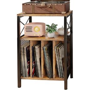 3-Tier Record Player Stand, Vinyl Record Storage Turntables for Vinyl Records, Record Player Table Holds Up to 200 Albums, Mid-Century Turntable Stand for Living Room, Bedroom, Office