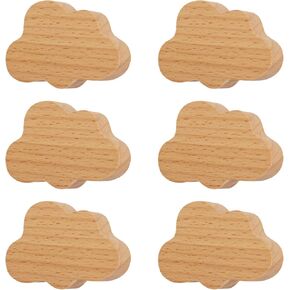 6pcs Self-Adhesive Wild Animal Beech Wood Handles, Cat Claw, Rabbit, Bear, Panda, Kitten, Pig Shape Handles Wood Hooks for Children's Room Decoration Cabinet Knobs in Kuwait