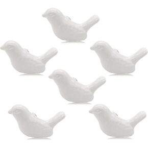 6pcs-Pack Vintage Ceramic Drawer Knobs and Pulls, Birds Art Decor Cupboard Dresser Cabinet Knobs and Handles for Kids-Room Bathroom Kitchen-Room Door Closet w/Screws Pink
