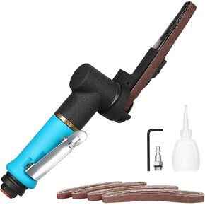 Air Belt Sander 3/8" x 13 inch Pneumatic Sander with 1/4" Air Inlet, Pneumatic Tool with 12pc Belts (40#,60#,80#,120#), Mini Air Belt Grinder Air Tool for Polishing Plastic Aluminium Iron Steel Metal