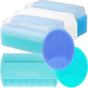 Baby Cradle Cap Treatment Kit | Baby Cradle Cap Brush for Babies & Baby Bath Sponge | Cradle Cap Comb - Baby Bath Essentials - Set of 6