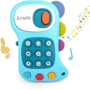 Baby Cell Phone Toys Toddler Play Phone Pretend Phone with Lights Music Kids Mini Phone Soft Teether Birthday Gifts for Infant Toddler 12+ Months Boys Girls Preschool Learning