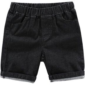 Toddler Baby Boys Cotton Denim Jeans Shorts Girls Elastic Waist Pull On Knee Length Summer Casual Short Pants