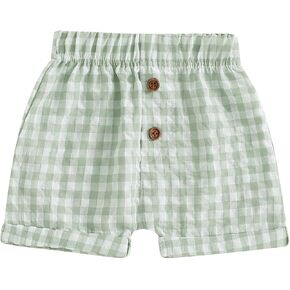 Toddler Boy Girl Shorts Cotton Gingham Shorts Casual Elastic Waist Jogger Boxer Shorts Bottoms