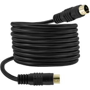 1.8M/6FT Mini DIN S-Video Cable Adapter, Gold Plated Mini DIN 4-Pin Male to Male S-Video Cord Extension Connector for TV, S-VHS, VCRs, DVD, Camcorders, Video Cards