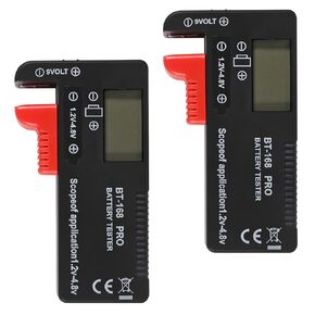 4PACK Battery Tester, Universal Battery Checker Small Battery Testers for AAA AA C D 9V 1.5V Button Cell Household Batteries （Model：BT-168 PRO）