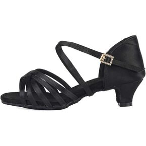 أحذية DKZSYIM النسائية للرقص اللاتيني من الساتان، أحذية الرقص الاحترافية لقاعة الرقص السالسا، XGG-ZS-Black-4، US 7 in Kuwait