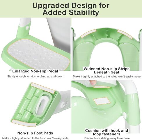 Potty Training Seat with Step Stool Ladder, Potty Toilet Toddler Seat w/Potty Training Chart & Cushion Handle, Kids Potty Training Toilet Chair for Girls Boys w/Non-Slip Pads Wide Step in Kuwait