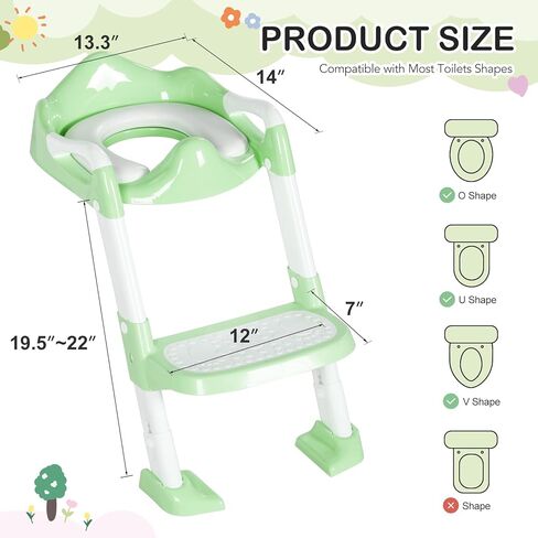 Potty Training Seat with Step Stool Ladder, Potty Toilet Toddler Seat w/Potty Training Chart & Cushion Handle, Kids Potty Training Toilet Chair for Girls Boys w/Non-Slip Pads Wide Step in Kuwait