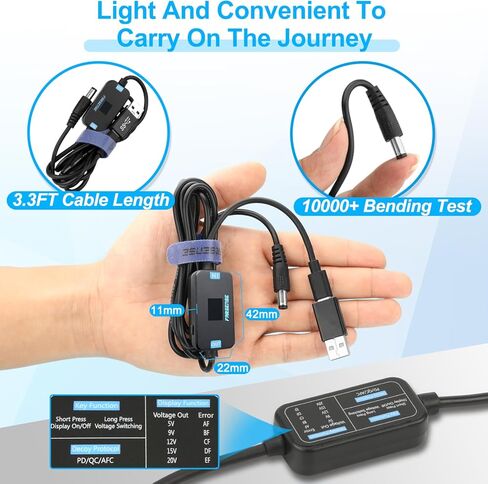 محول USB C إلى DC، كابل تشغيل PD أسطواني (3.3 قدم) مع USB C ذكر إلى أنثى/USB A إلى USB C/3.5x1.35 مم نصائح/، كابل طاقة USB إلى DC يمكنه التبديل وجهد عرض LED in Saudi Arabia