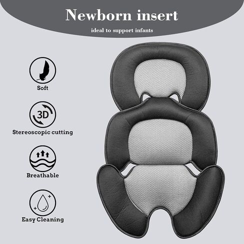 Newborn Baby Support Cushion Infant Insert 3D Mesh Breathable Liner Compatible with Stroller, Car seat, High Chair Etc (Black) in Saudi Arabia