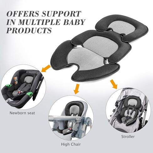 Newborn Baby Support Cushion Infant Insert 3D Mesh Breathable Liner Compatible with Stroller, Car seat, High Chair Etc (Black) in Saudi Arabia