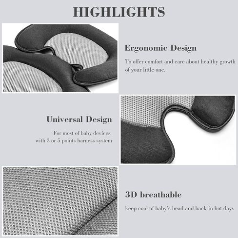 Newborn Baby Support Cushion Infant Insert 3D Mesh Breathable Liner Compatible with Stroller, Car seat, High Chair Etc (Black) in Saudi Arabia
