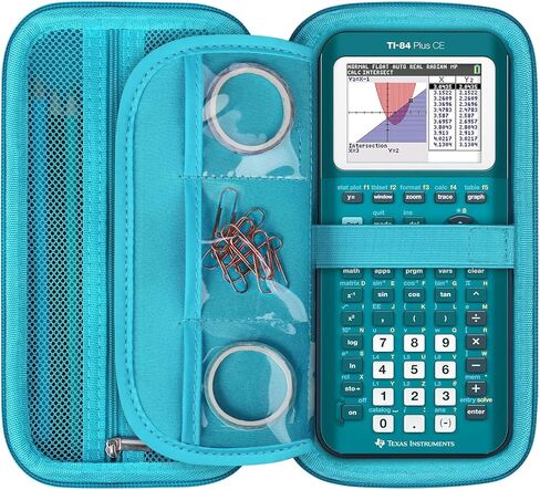 Graphing Calculator Case for Texas Instruments TI-84 Plus CE/TI-84 Plus/TI-83 Plus CE Color Calculators, Durable Travel Storage Carrying Box Holder Protective Bag for Cables, Pens, Teal in Kuwait
