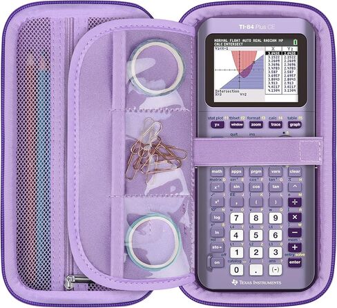 حافظة آلة حاسبة رسومية لآلات تكساس إنسترومنتس TI-84 Plus CE/TI-84 Plus/TI-83 Plus CE الملونة، حامل صندوق حمل متين للسفر وحقيبة واقية للكابلات والأقلام والأزرق المخضر in Kuwait