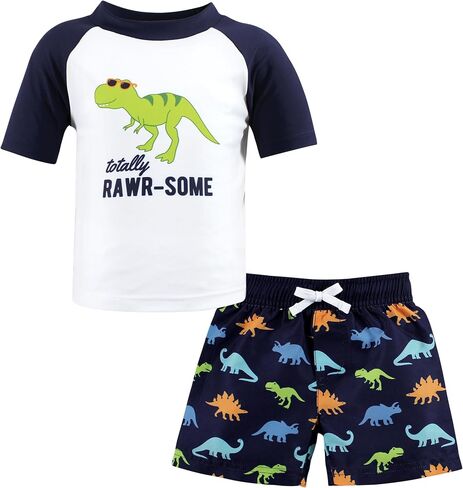Hudson Baby Unisex Baby Swim Rashguard Set, Rawr, 3T in Saudi Arabia