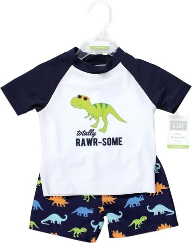 Hudson Baby Unisex Baby Swim Rashguard Set, Rawr, 3T in Saudi Arabia