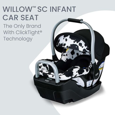 Britax Willow SC Infant Car Seat, Rear-Facing Car Seat with Alpine Base, ClickTight Technology, RightSize System, Cowmooflage in Saudi Arabia