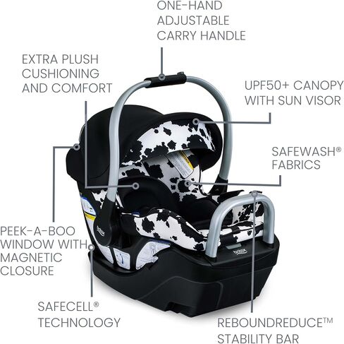 Britax Willow SC Infant Car Seat, Rear-Facing Car Seat with Alpine Base, ClickTight Technology, RightSize System, Cowmooflage in Saudi Arabia