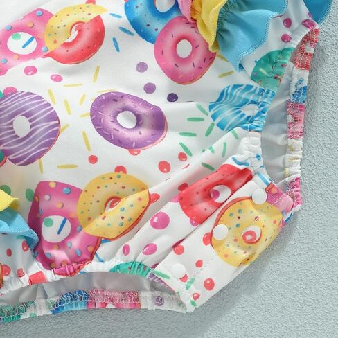 Baby Girl Birthday Romper Ruffle Sleeve Letter One Print Ice Cream/Donut Bodysuit With Tutu Skirt Cake Smash Sunsuit in Kuwait
