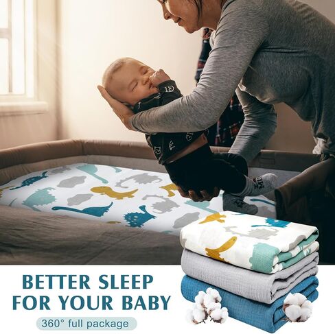 3 Pcs Muslin Baby Lounger Cover Organic Cotton Infant Snuggle Me Cover for Newborn Boy and Girl (Beige, Grey, White,Solid Color) in Kuwait