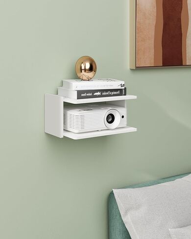 حامل جهاز عرض صغير أبيض بطابقين، رف جهاز العرض/صندوق الكابل، حامل على الحائط/جهاز التوجيه على الحائط، حامل جهاز العرض على الحائط عائم، رف جهاز العرض على الحائط، ملحقات حامل حامل جهاز العرض in Kuwait