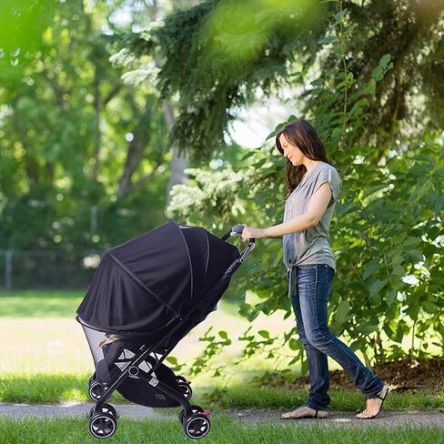 شبكة ناموسية لعربة الأطفال، شبكة ناموسية متينة لعربة الأطفال، شبكة ناموسية شبكية قابلة للطي بسحاب مزدوج، مناسبة لعربة الأطفال، مقعد سيارة الطفل، سرير الطفل، حاملة الأطفال (قياسي، أسود داكن) in Kuwait